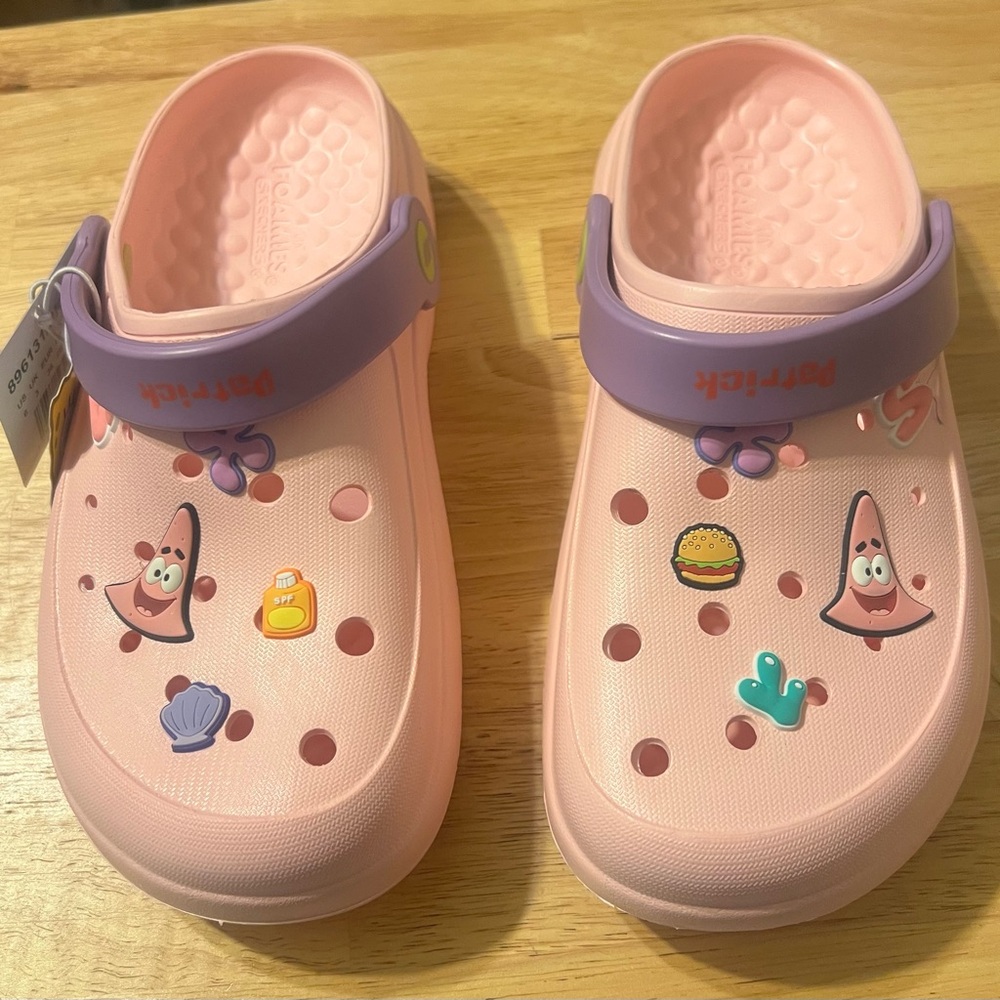 Skechers Spongebob Foamies NIB size 6 ladies pink/purple